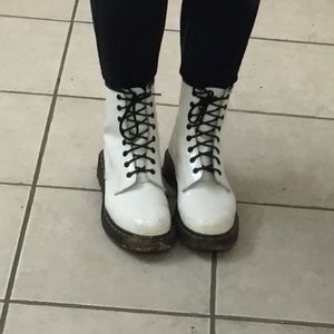 White patent leather doc martens